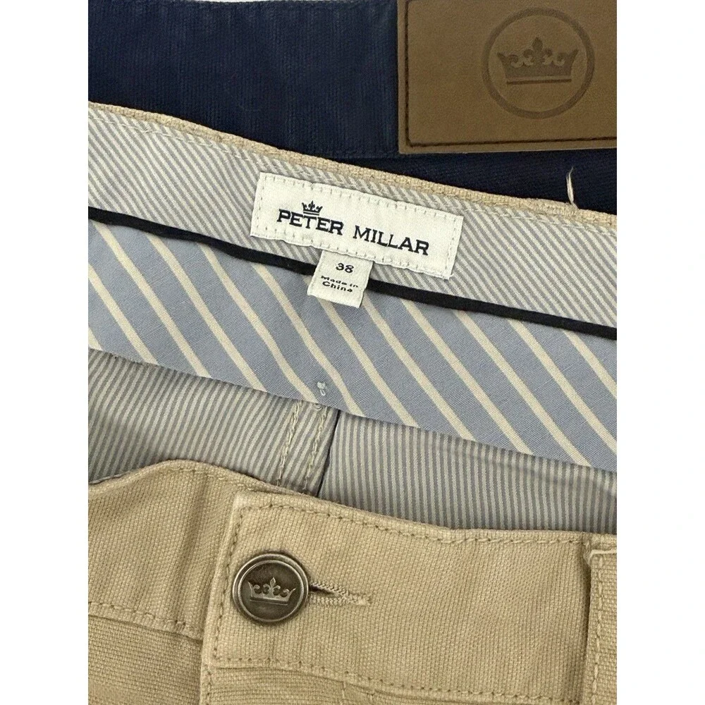 Peter Millar 5-Pocket Pants Men 38x27 Khaki Stretch Crown Vintage Canvas Chino